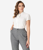Unique Vintage 1940s White Elsie Blouse - Unique Vintage - Womens, TOPS, WOVEN TOPS