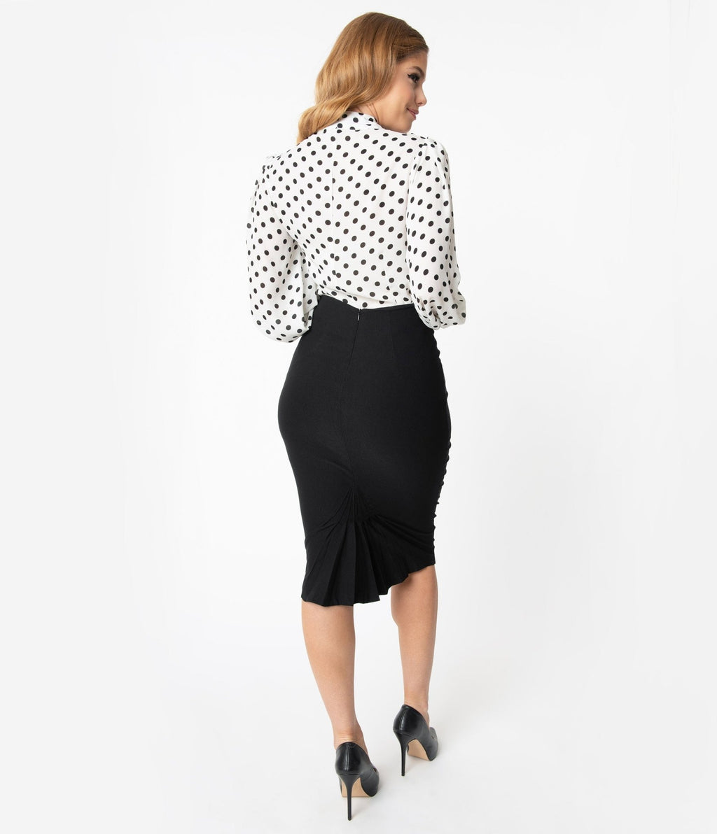 Unique Vintage 1950s Black High Waist Tracy Wiggle Skirt - Unique Vintage - Womens, BOTTOMS, SKIRTS