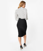 Unique Vintage 1950s Black High Waist Tracy Wiggle Skirt - Unique Vintage - Womens, BOTTOMS, SKIRTS