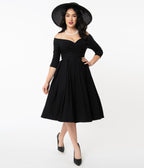 Unique Vintage 1950s Black Marceline Swing Dress - Unique Vintage - Womens, DRESSES, SWING