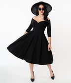 Unique Vintage 1950s Black Marceline Swing Dress - Unique Vintage - Womens, DRESSES, SWING