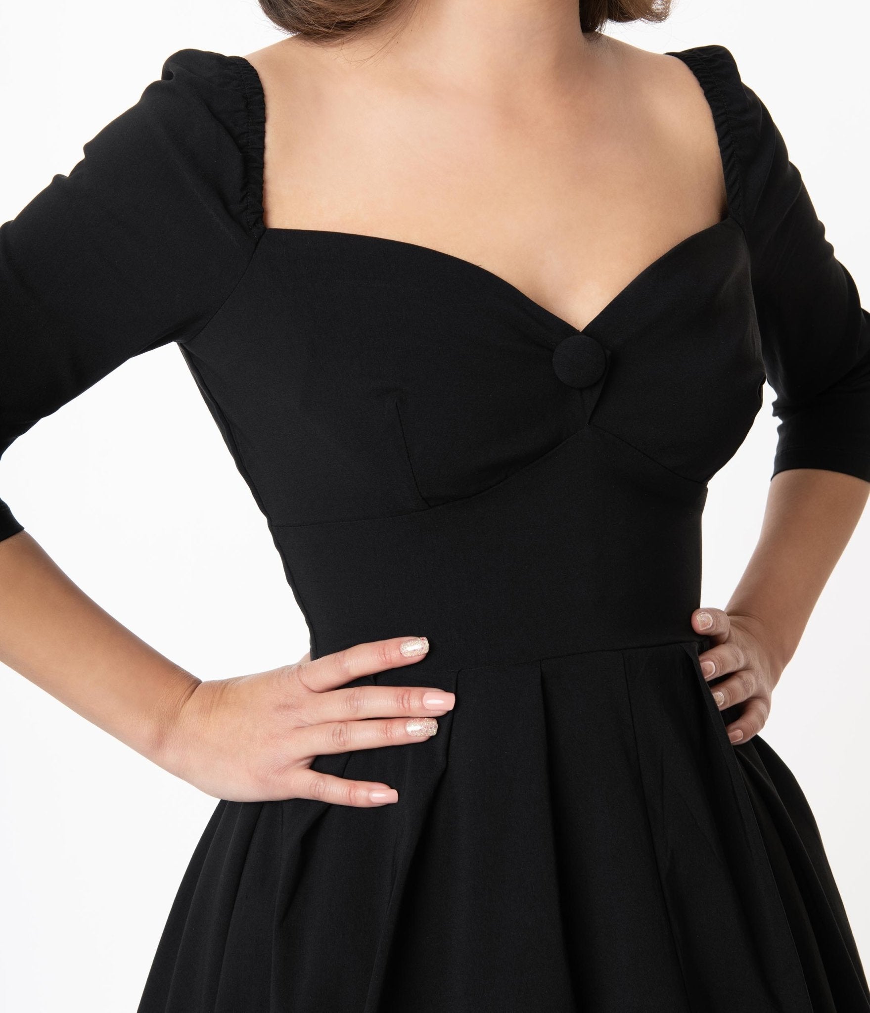 Unique Vintage Lamar Black Bengaline Sweetheart Swing Dress Unique Vintage Lamar Black Bengaline Sweetheart Swing Dress