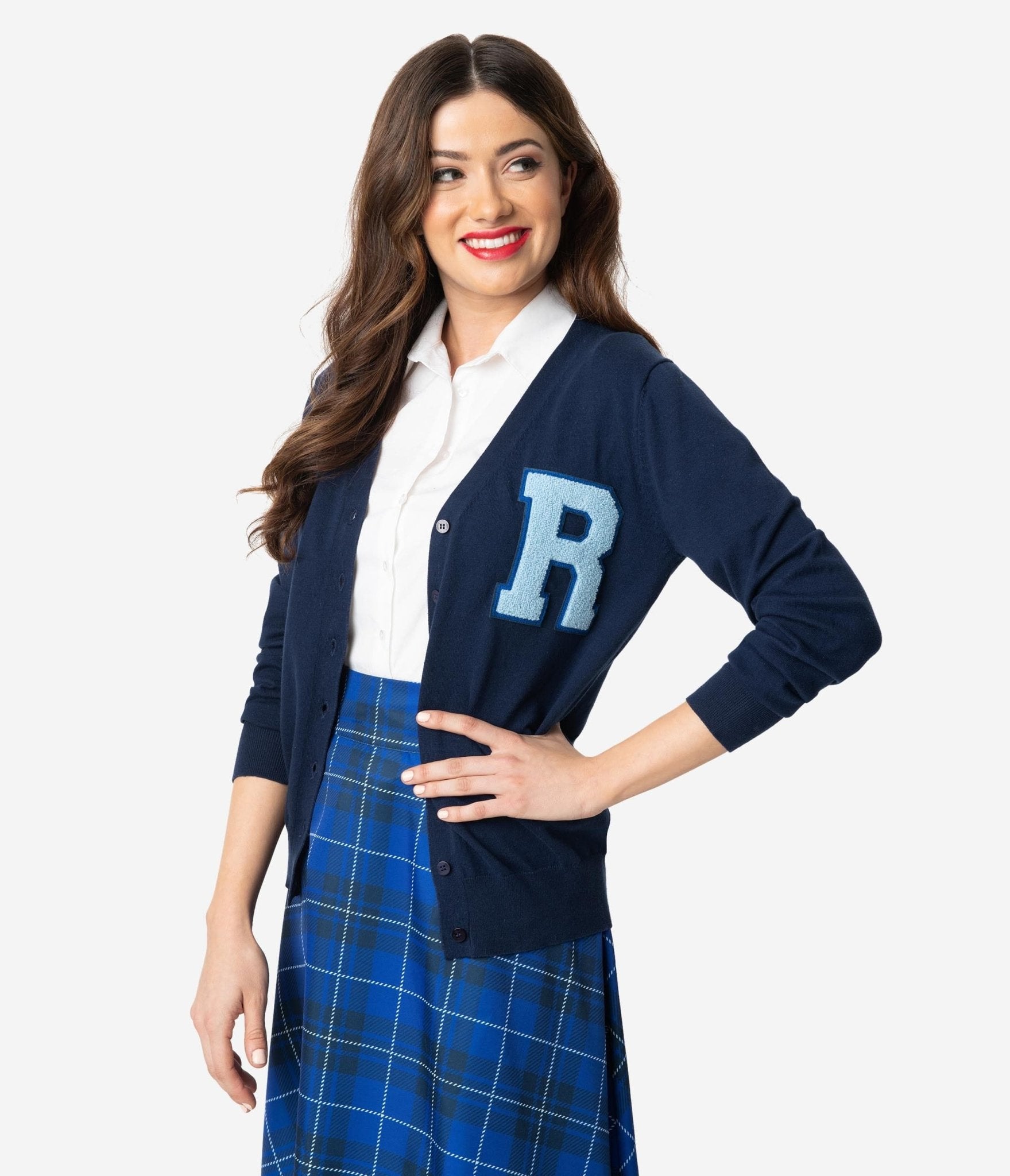 Unique Vintage 1950s Navy Light Blue Myrtle Letterman Cardigan