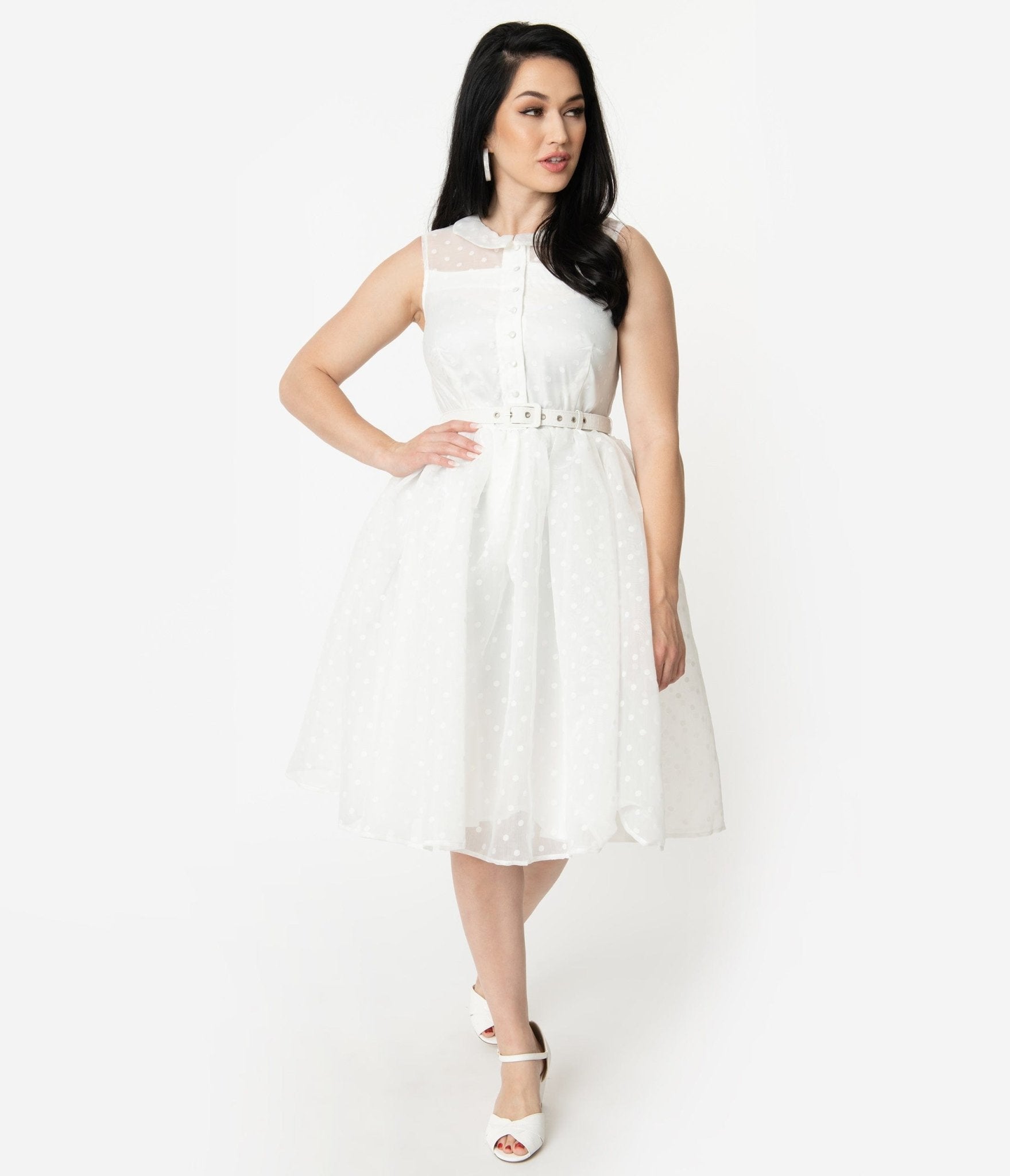 White 1950s hotsell swing dress