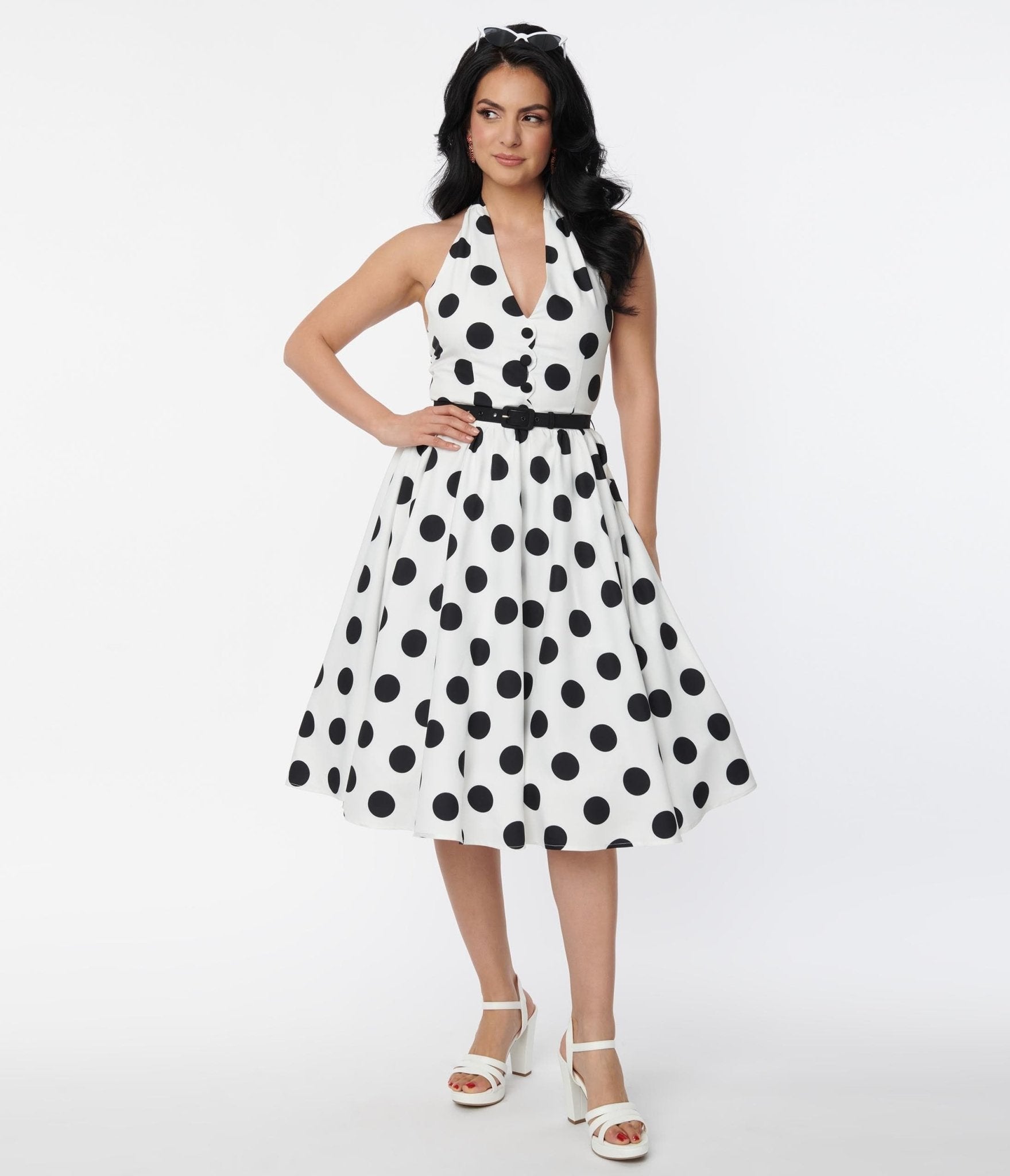 White 1950s swing sales dress