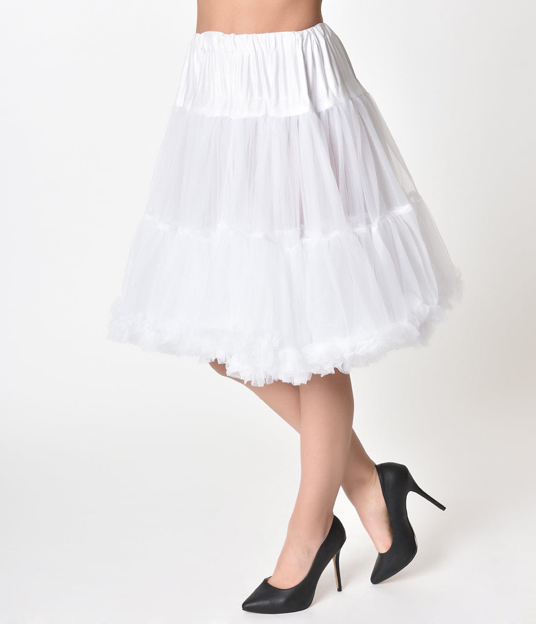 Unique Vintage 1950s White Retro Style Ruffled Petticoat Crinoline - Unique Vintage - Womens, ACCESSORIES, PETTICOATS