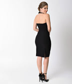 Unique Vintage 1960s Black Criss Cross Halter Penelope Wiggle Dress - Unique Vintage - Womens, DRESSES, WIGGLE