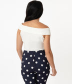 Unique Vintage 1960s White Maraschino Top - Unique Vintage - Womens, TOPS, KNIT TOPS