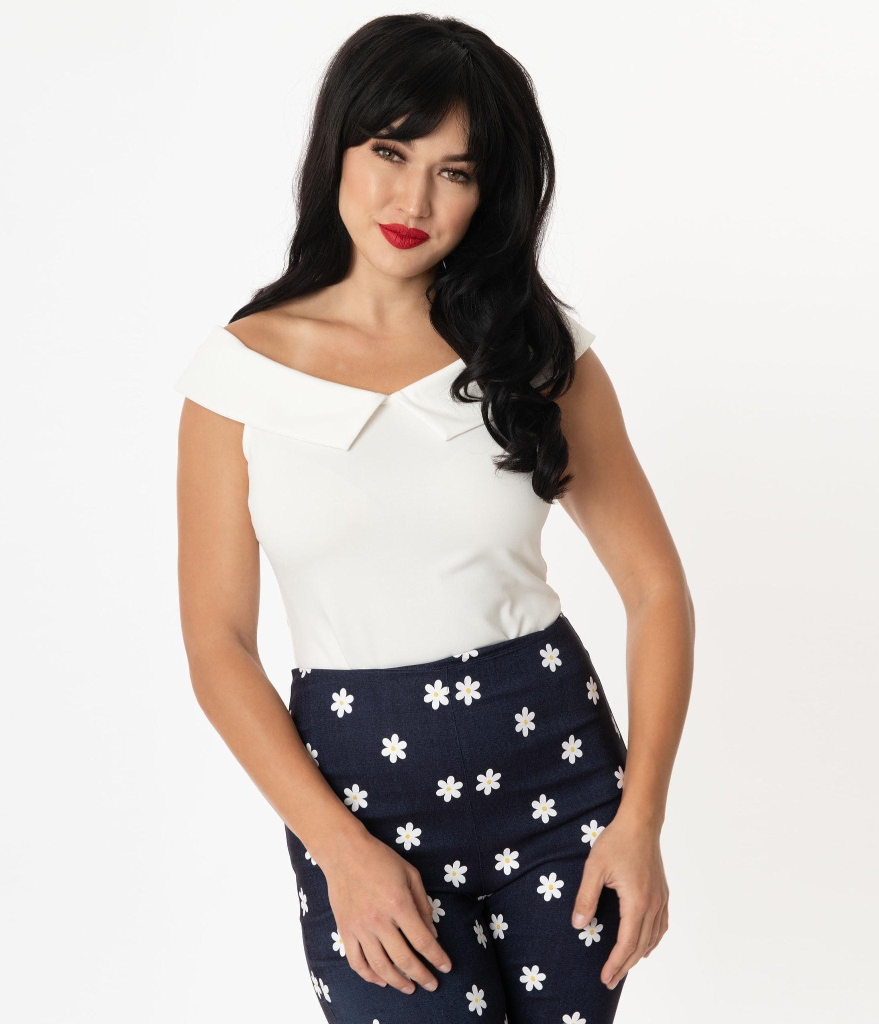 Unique Vintage 1960s White Maraschino Top - Unique Vintage - Womens, TOPS, KNIT TOPS