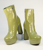 Unique Vintage Avocado Green Platform Heel Ankle Boots - Unique Vintage - Womens, SHOES, BOOTS