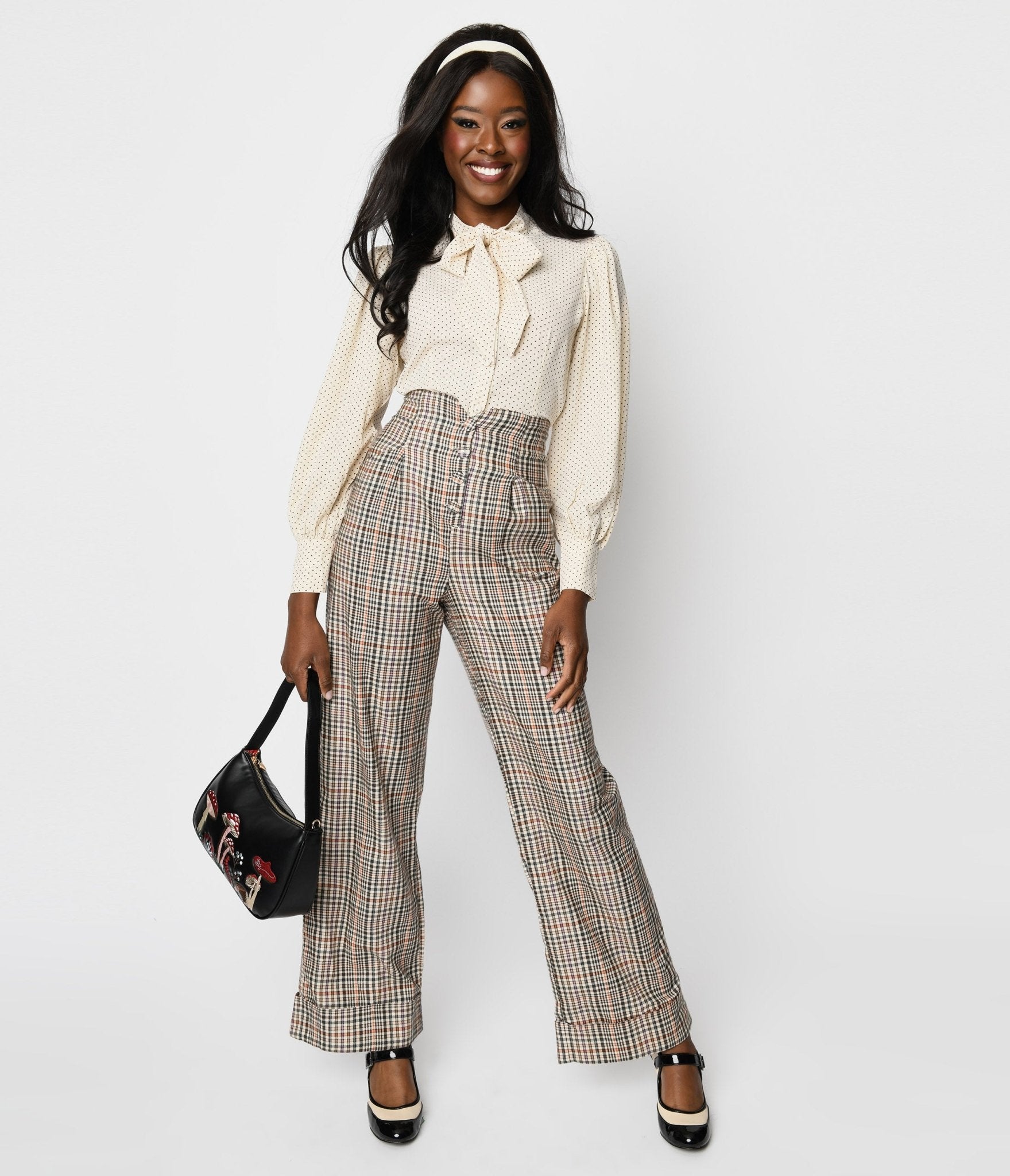 Wide plaid pants top