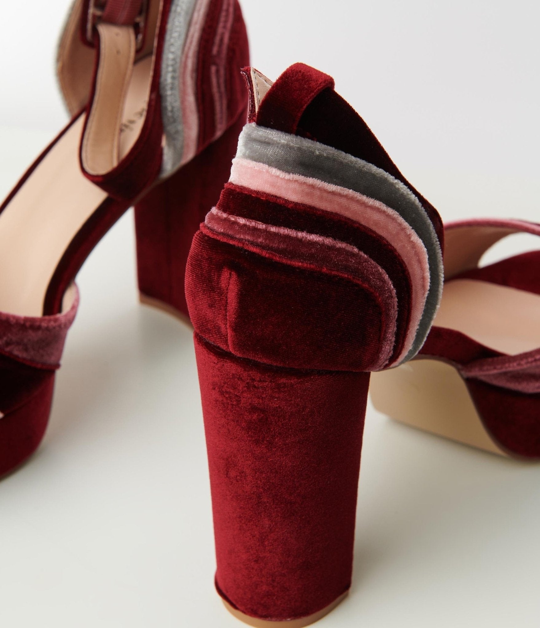 Unique Vintage Berry Stripe Platform Heels - Unique Vintage - Womens, SHOES, HEELS