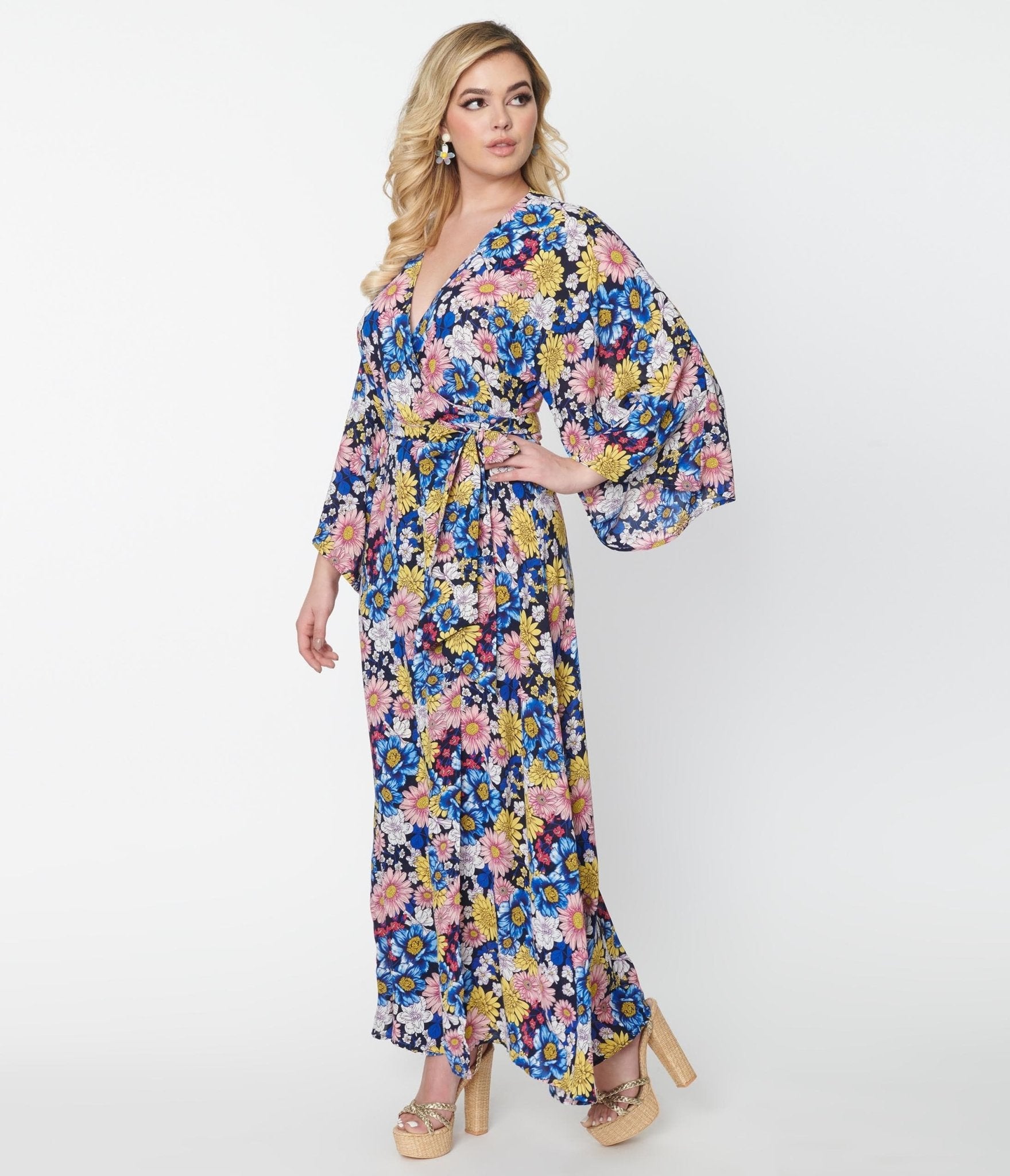 Vintage floral sale wrap dress