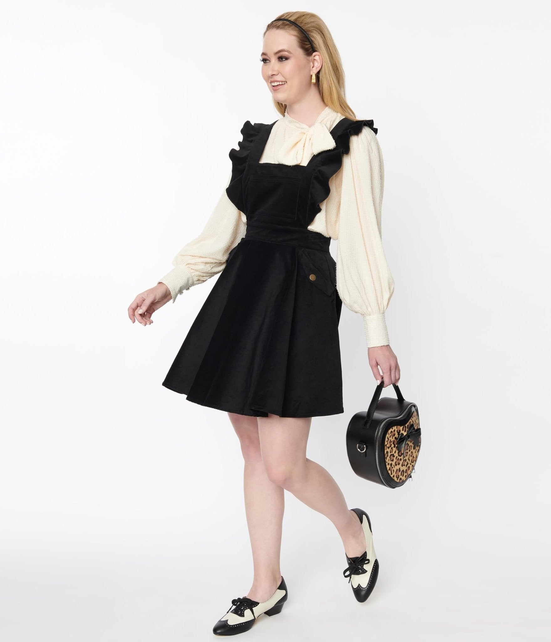 Black ruffle pinafore dress 2025