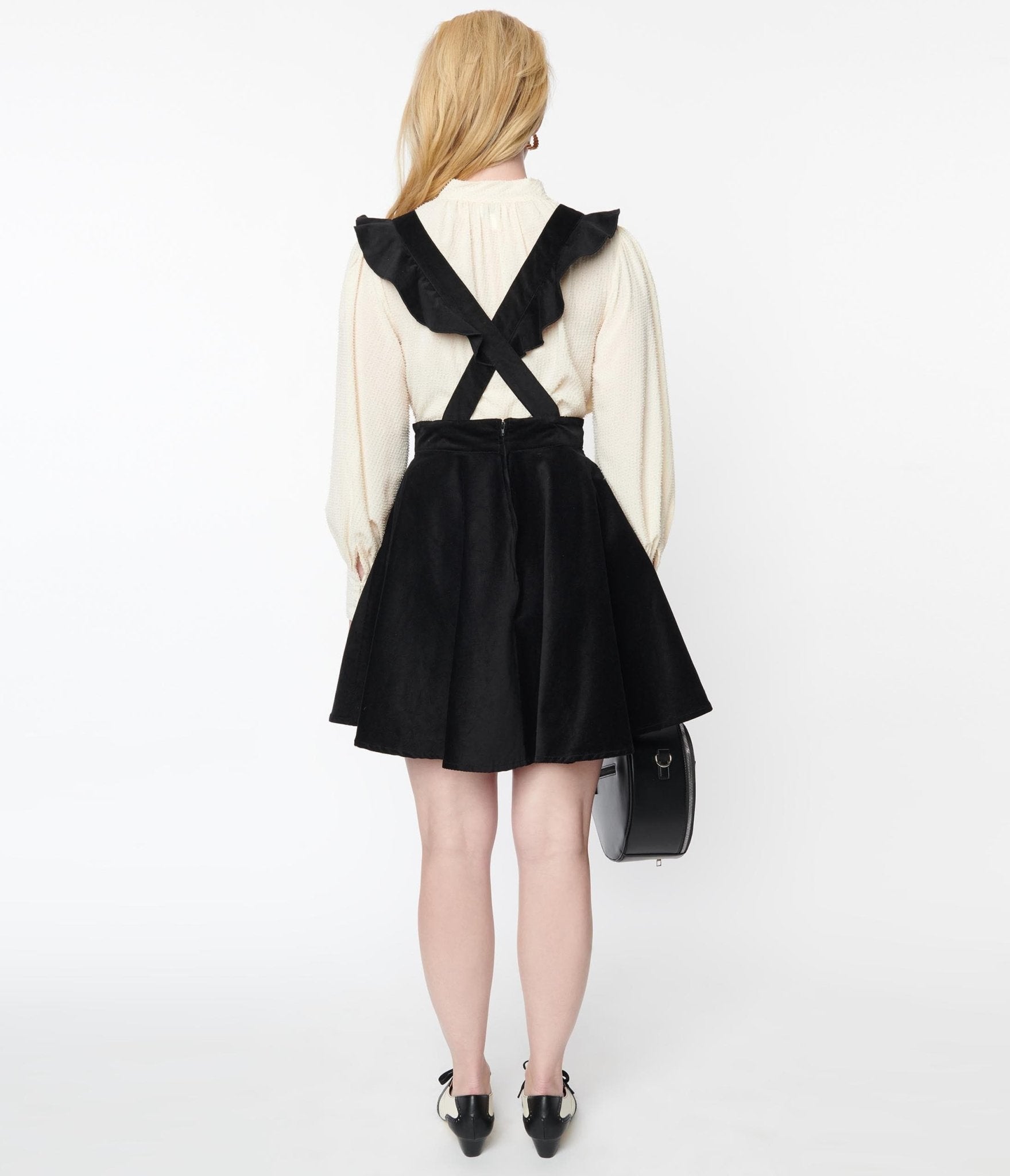 Womens black cord pinafore sale dress
