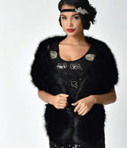 Unique Vintage Black Faux Fur Stole - Unique Vintage - Womens, ACCESSORIES, GLOVES/SCARVES