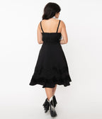 fun black dress Unique Vintage Black Fringe Girlie Swing Dress