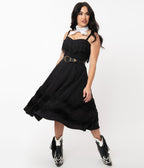 Unique Vintage Black Fringe Girlie Swing Dress - Unique Vintage - Womens, DRESSES, SWING