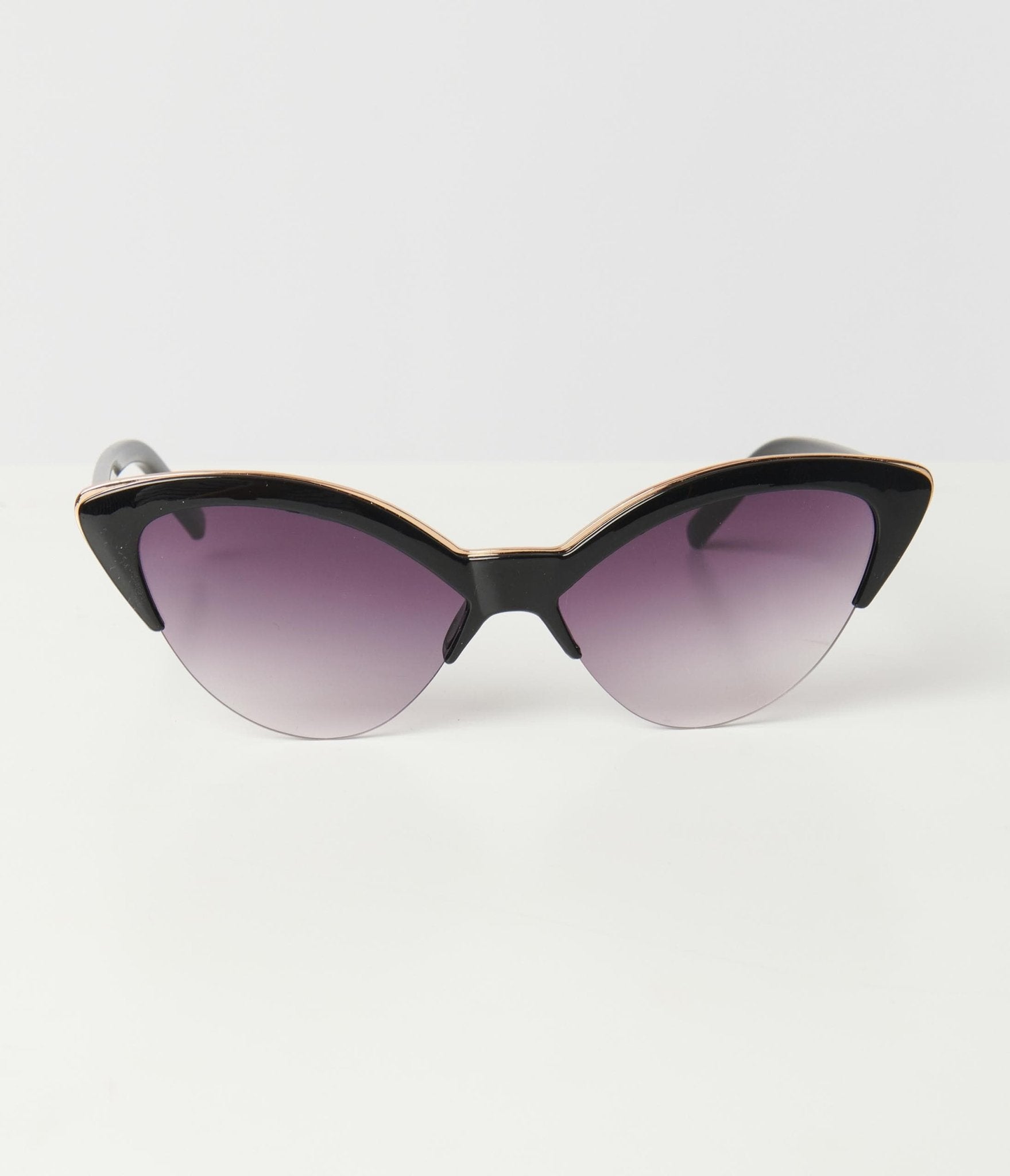 Unique Vintage Black & Gold Half Rim Cat Eye Sunglasses - Unique Vintage - Womens, ACCESSORIES, SUNGLASSES