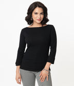 Unique Vintage Black Gracie Top - Unique Vintage - Womens, TOPS, KNIT TOPS