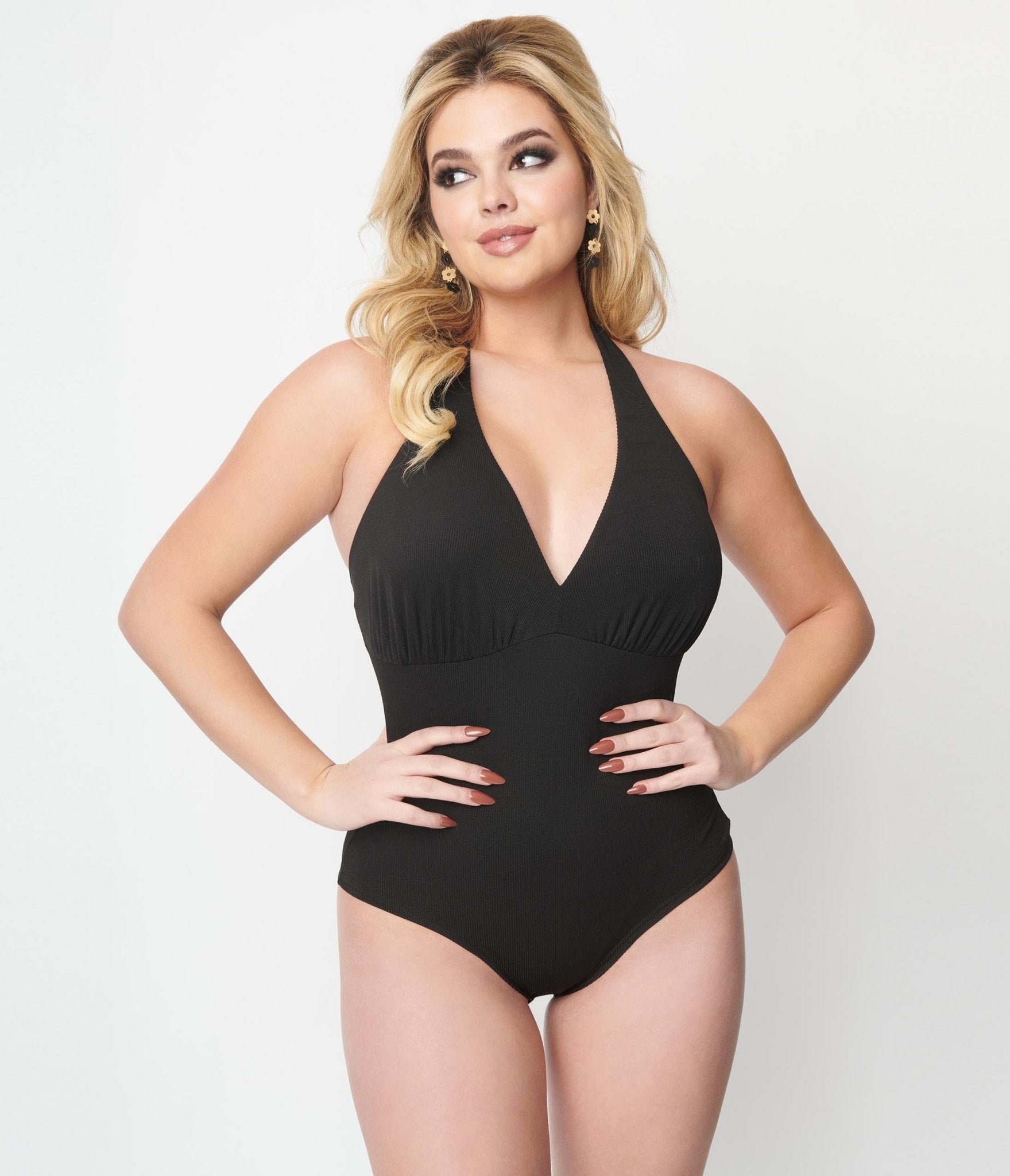 Black halter top bodysuit shop
