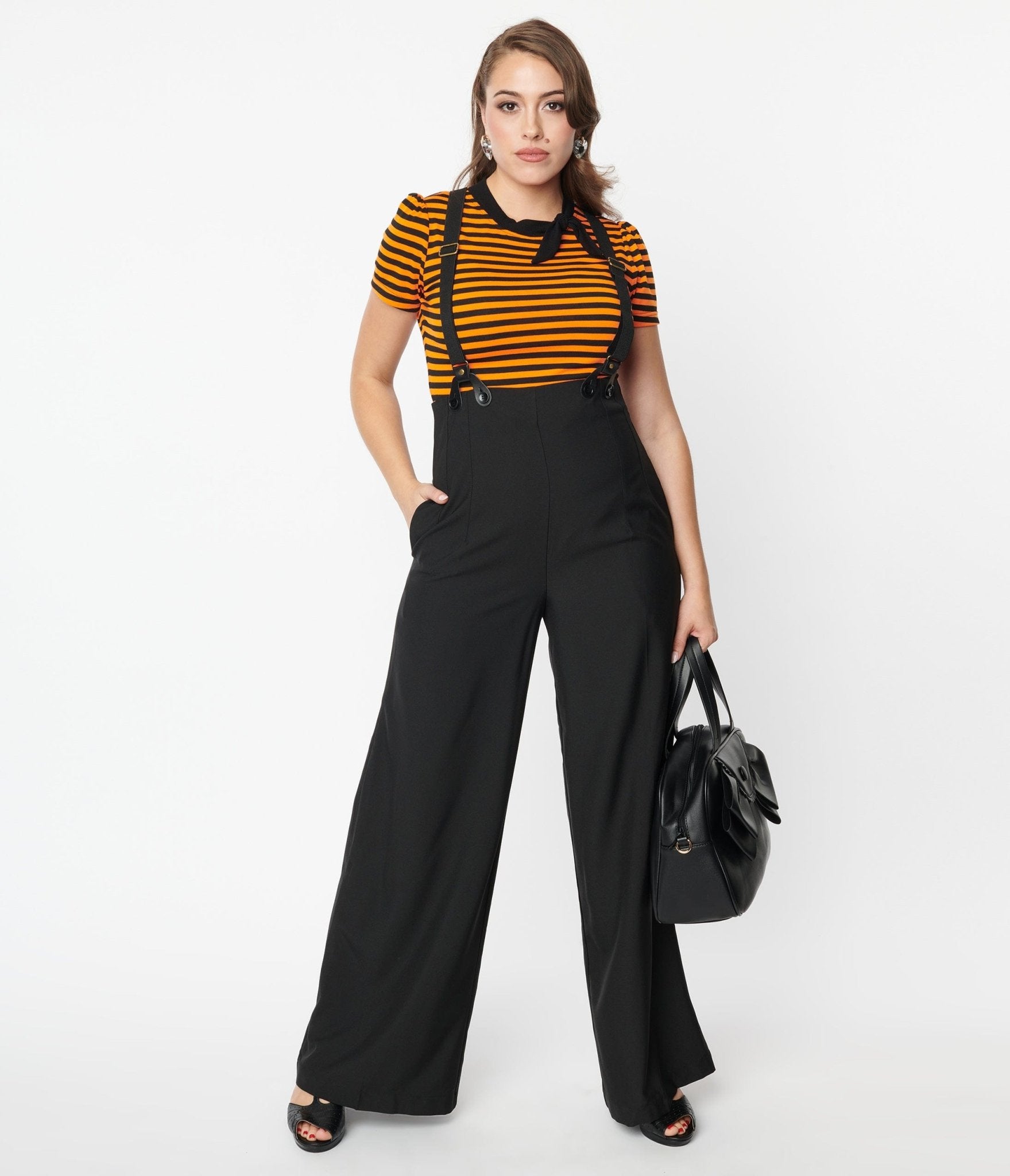 Black suspender pants discount