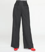 Unique Vintage Black High Waist Wide Leg Tab Pants - Unique Vintage - Womens, BOTTOMS, PANTS