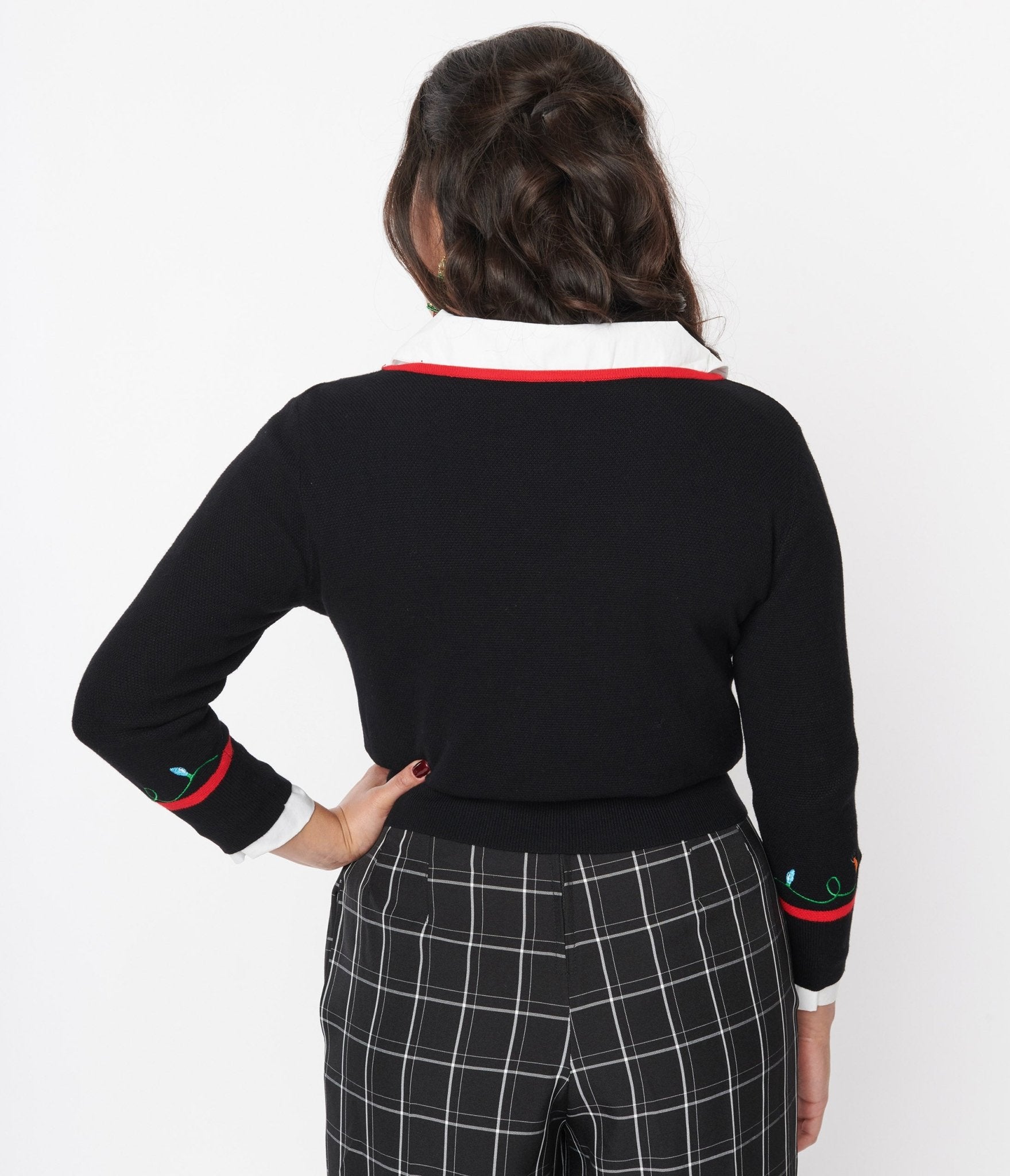 Unique Vintage Black Holiday Lights Crop Cardigan - Unique Vintage - Womens, TOPS, SWEATERS