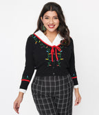 Unique Vintage Black Holiday Lights Crop Cardigan - Unique Vintage - Womens, TOPS, SWEATERS