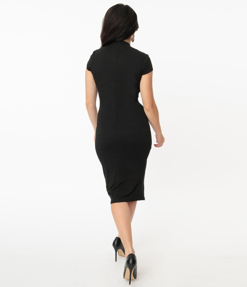 Unique Vintage Black Holly Wiggle Dress - Unique Vintage - Womens, DRESSES, WIGGLE