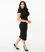 Unique Vintage Black Holly Wiggle Dress - Unique Vintage - Womens, DRESSES, WIGGLE