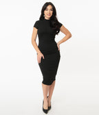 Unique Vintage Black Holly Wiggle Dress - Unique Vintage - Womens, DRESSES, WIGGLE
