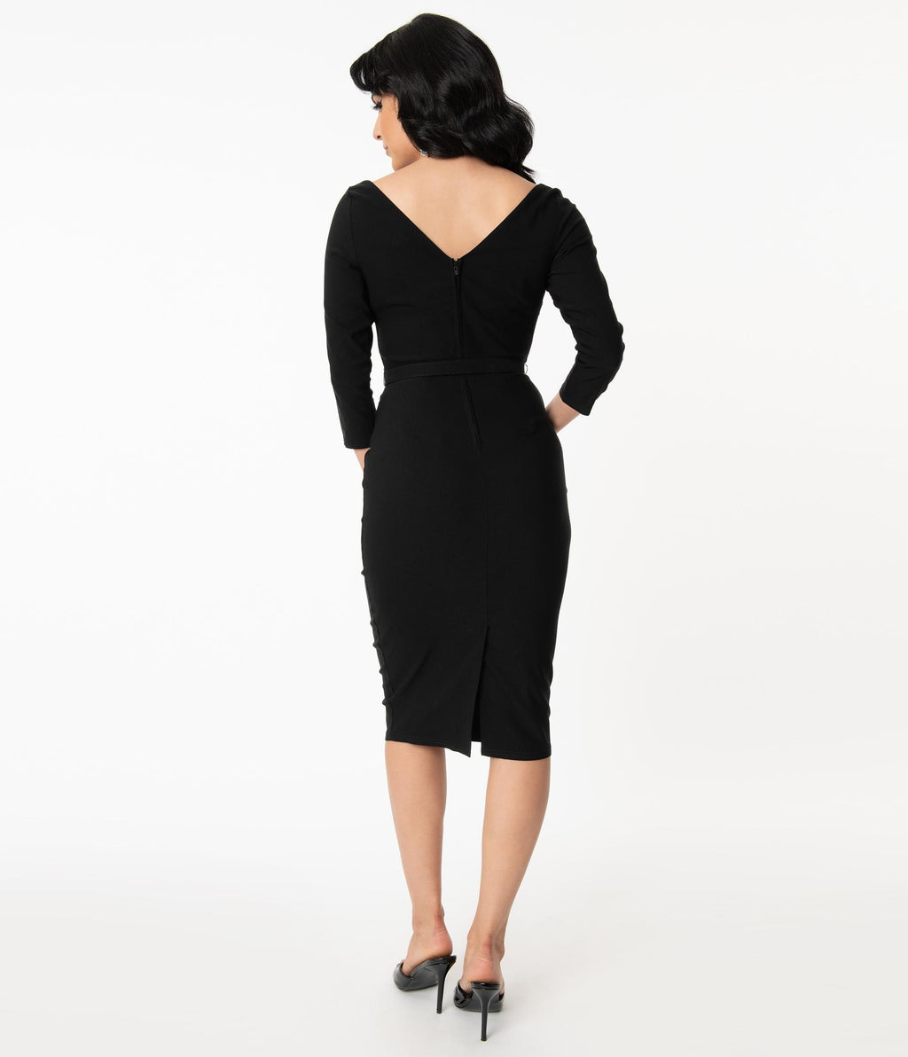 Unique Vintage Black Jaqueline Pencil Dress - Unique Vintage - Womens, DRESSES, WIGGLE