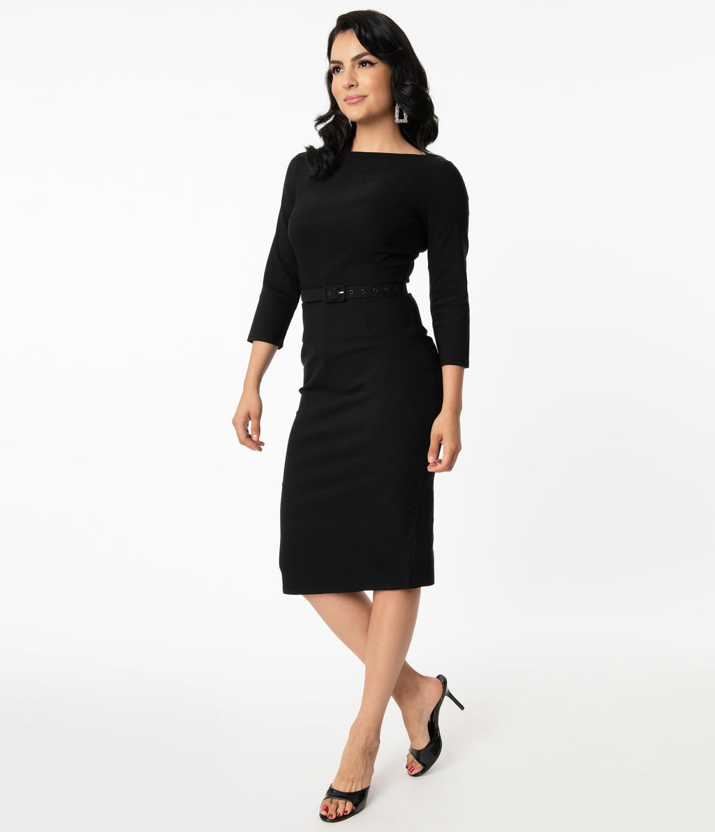 Unique Vintage Black Jaqueline Pencil Dress - Unique Vintage - Womens, DRESSES, WIGGLE