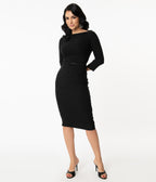 Unique Vintage Black Jaqueline Pencil Dress - Unique Vintage - Womens, DRESSES, WIGGLE
