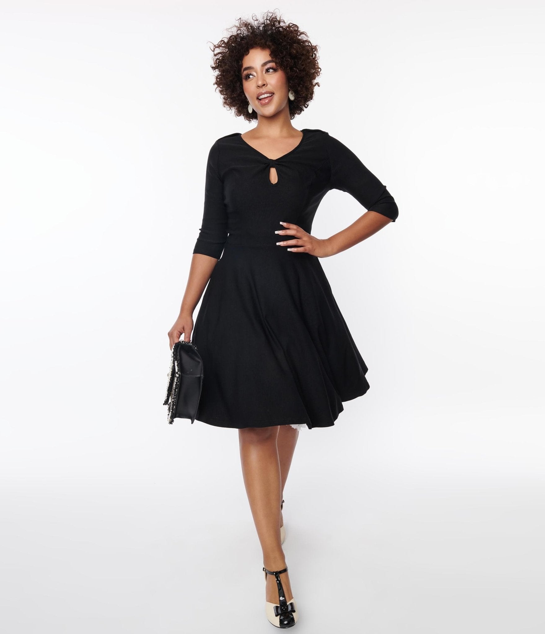 Ladies black 2025 swing dress
