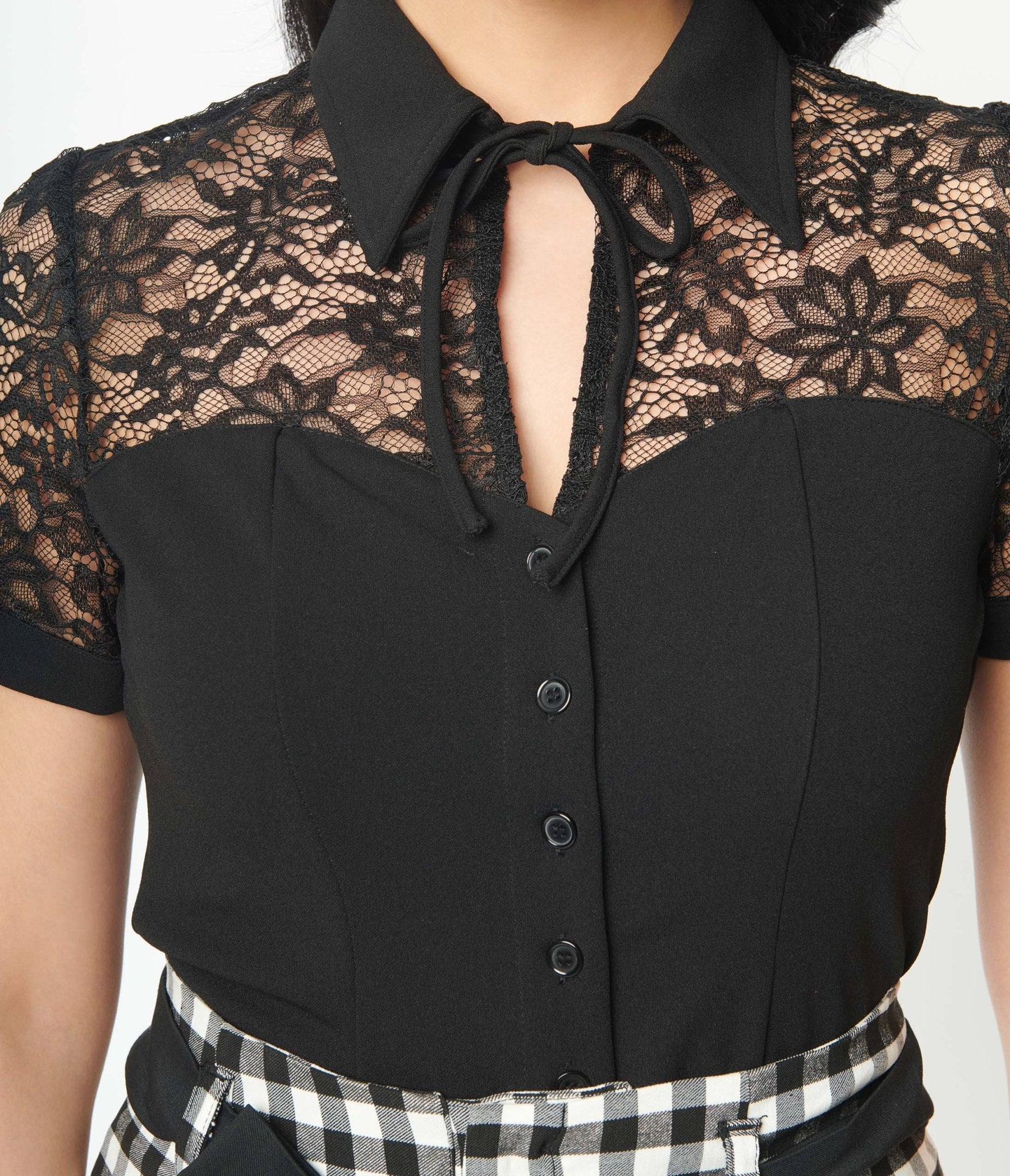 Retro & Vintage Unique Vintage Black Lace Addison Blouse | Unique Vintage
