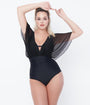 Unique Vintage Black Mesh Sleeved Torrey Swimsuit