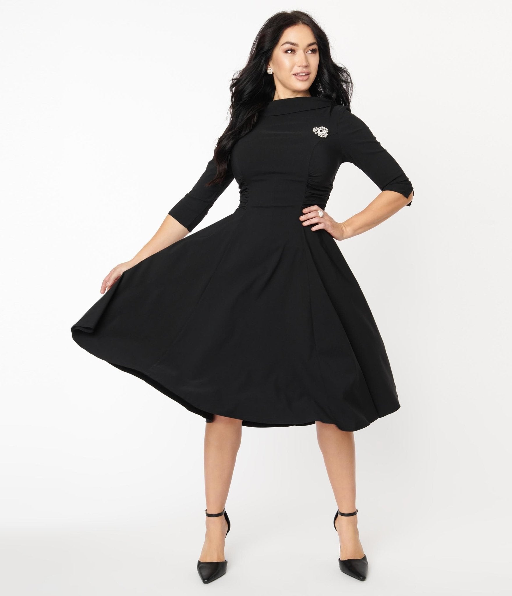 Unique Vintage Black Nicola Swing Dress - Unique Vintage - Womens, DRESSES, SWING