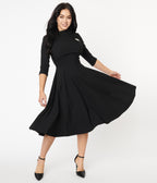 Unique Vintage Black Nicola Swing Dress - Unique Vintage - Womens, DRESSES, SWING