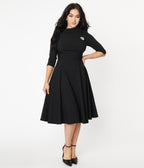 Unique Vintage Black Nicola Swing Dress - Unique Vintage - Womens, DRESSES, SWING
