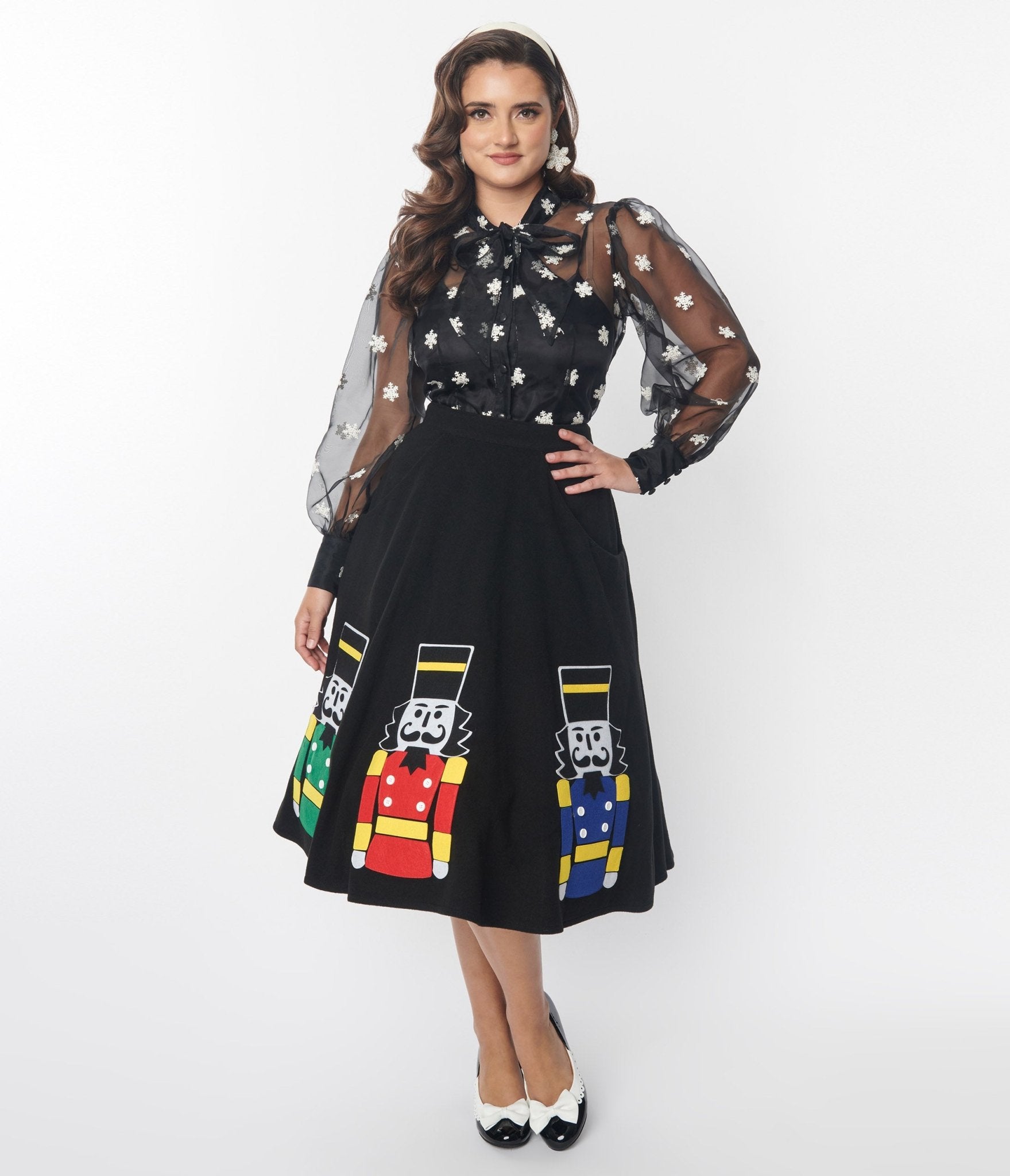 Unique Vintage Black Nutcracker Soda Shop Swing Skirt - Unique Vintage - Womens, BOTTOMS, SKIRTS