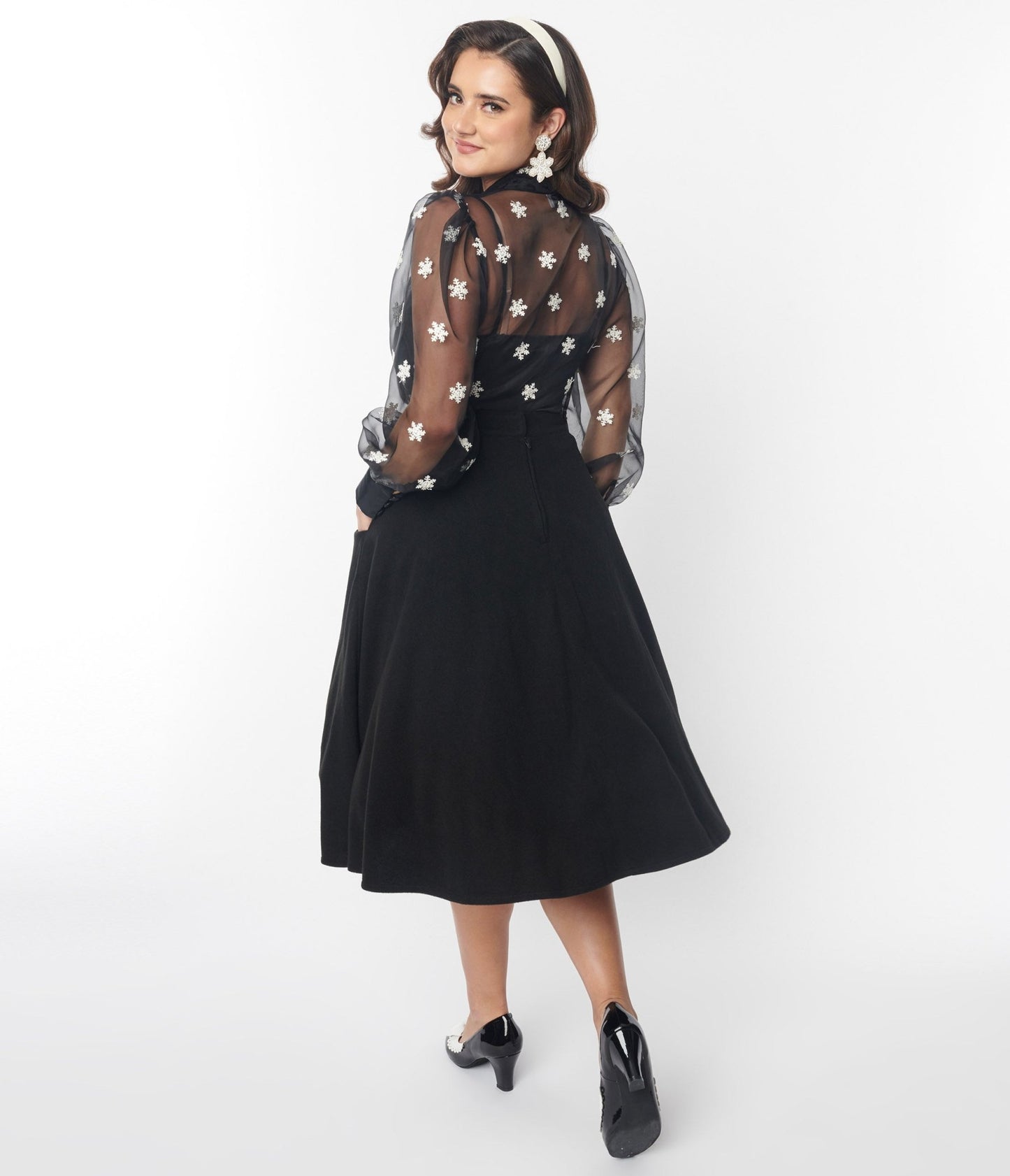Unique Vintage Black Nutcracker Soda Shop Swing Skirt - Unique Vintage - Womens, BOTTOMS, SKIRTS