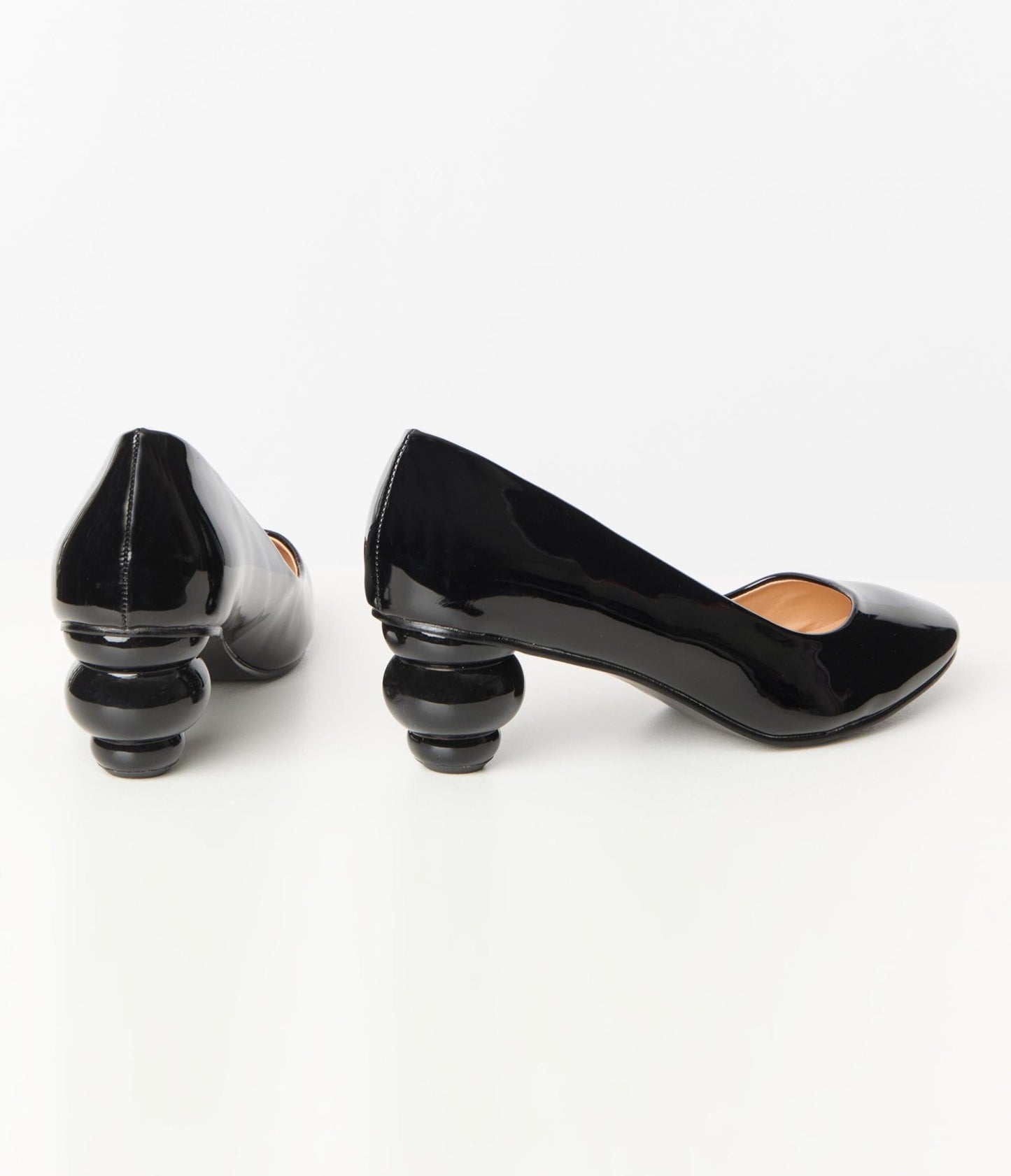 Unique Vintage Black Patent Leatherette Ball Heel Pumps - Unique Vintage - Womens, SHOES, HEELS