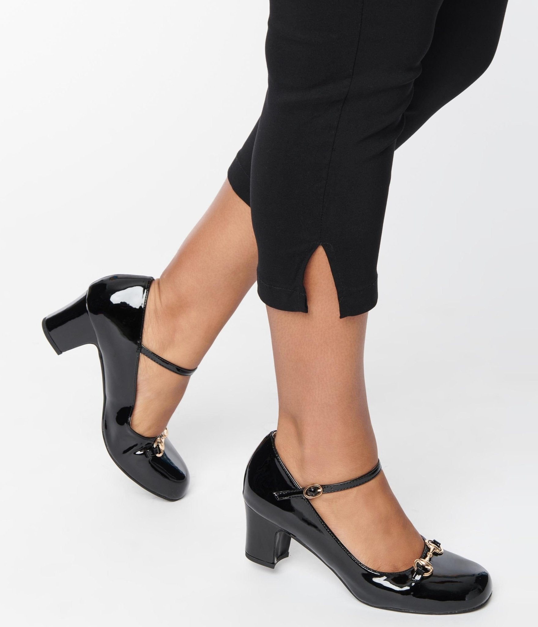 Unique Vintage Black Patent Leatherette Mary Jane Heels - Unique Vintage - Womens, SHOES, HEELS