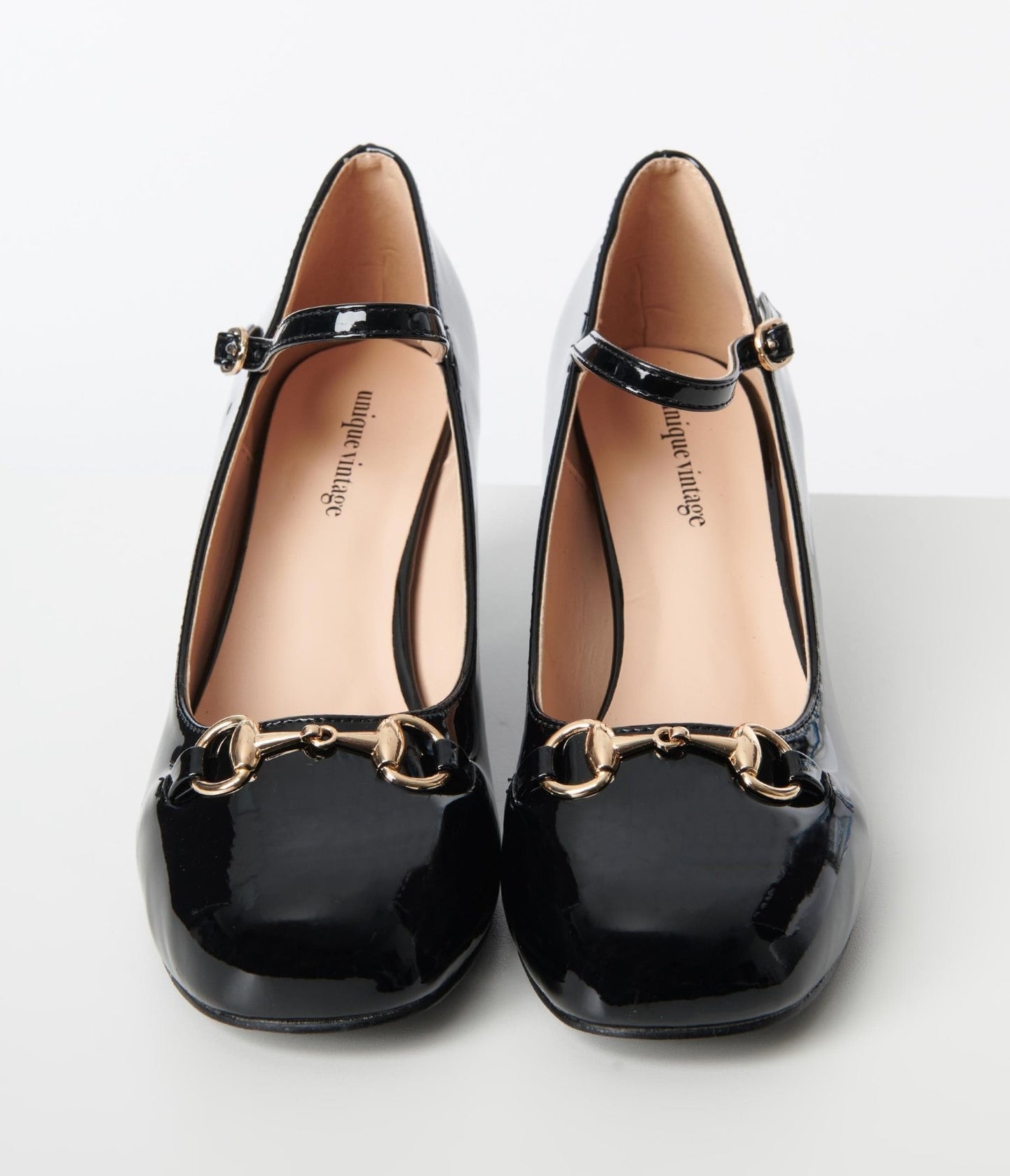 Unique Vintage Black Patent Leatherette Mary Jane Heels - Unique Vintage - Womens, SHOES, HEELS