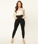 Unique Vintage Black Pintuck High Waist Pants - Unique Vintage - Womens, BOTTOMS, PANTS