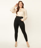 Unique Vintage Black Pintuck High Waist Pants - Unique Vintage - Womens, BOTTOMS, PANTS