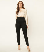 Unique Vintage Black Pintuck High Waist Pants - Unique Vintage - Womens, BOTTOMS, PANTS