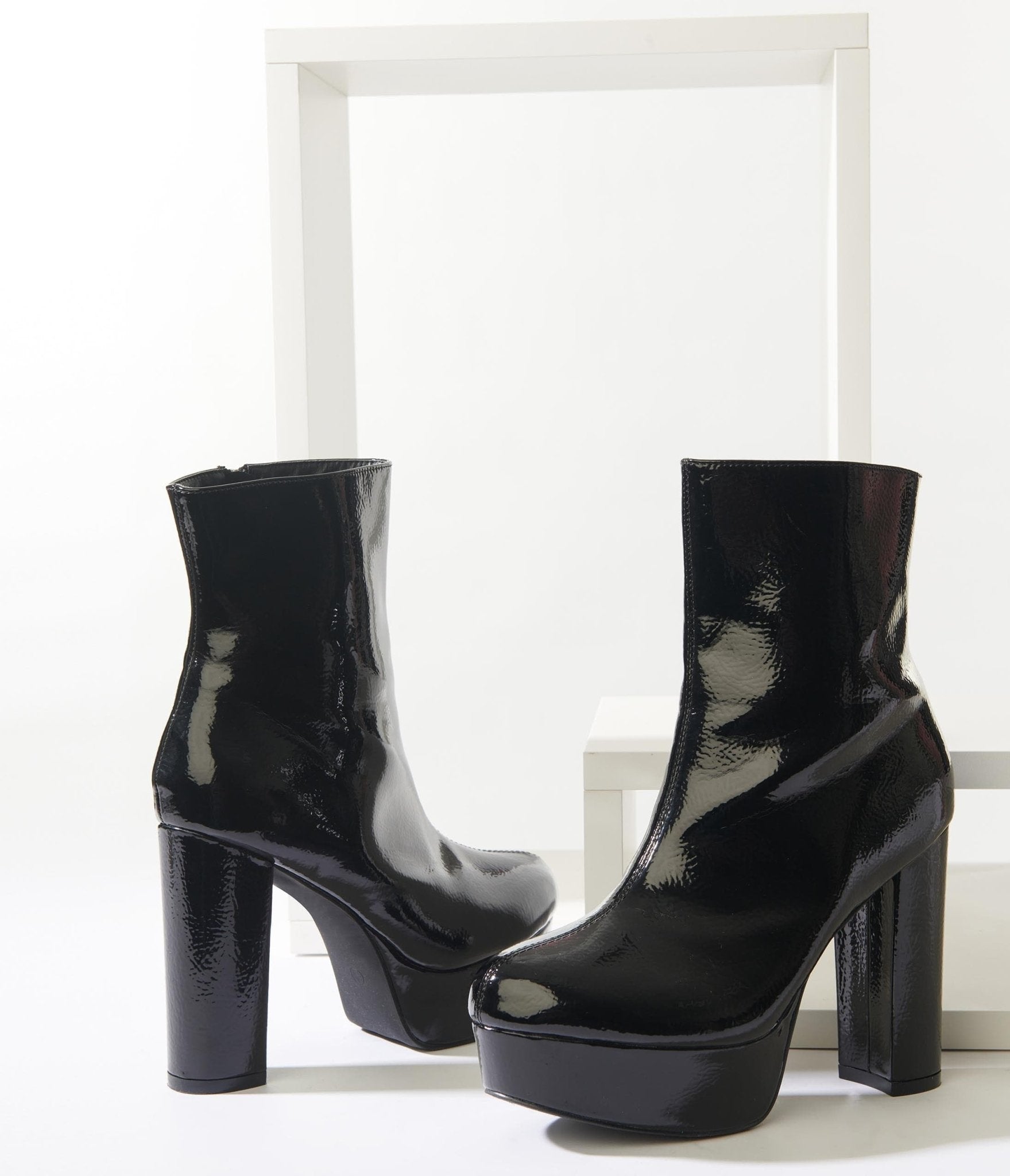 Unique Vintage Black Platform Heel Ankle Boots - Unique Vintage - Womens, SHOES, BOOTS